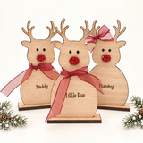 OAK REINDEER & BASE WITH GLITTER NOSE