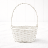 WICKER BASKET - WHITE WITH HANDLE